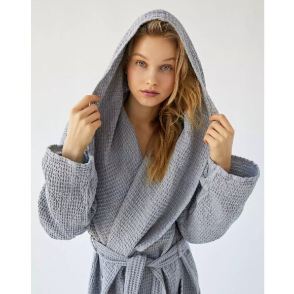 Magic Linen Grey Waffle Knit Robe - Picture 3 of 15